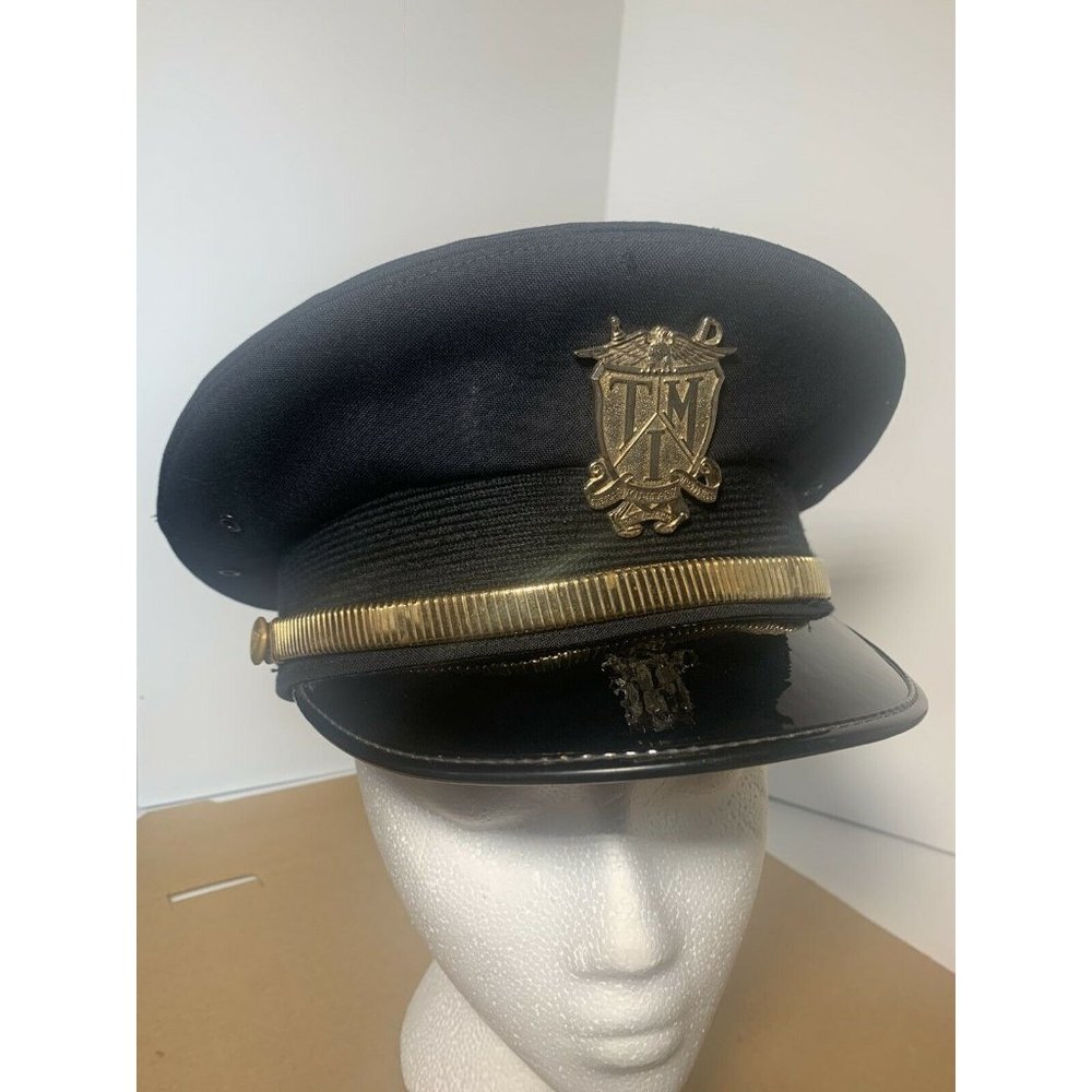 Vintage Texas Military Institute Academy Hat Cap with Badge Episcopal TMI